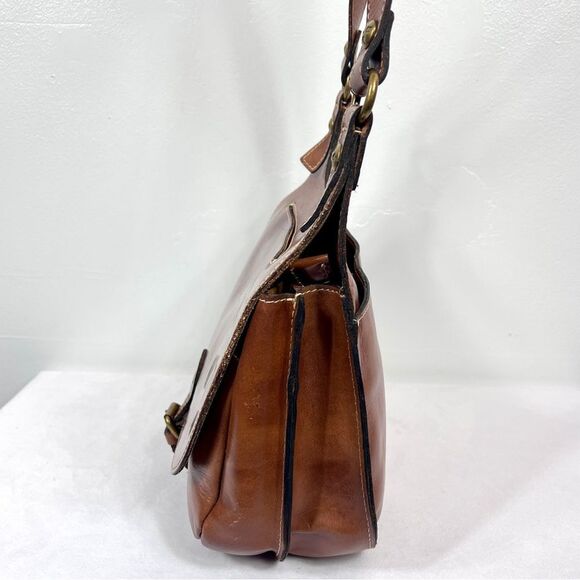 Patricia Nash London Saddle Bag Map Print in Riot Rust Brown Full Grain Leather - Picture 9 of 12